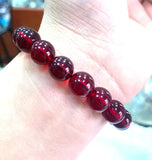 12mm Natural Red Mexican Amber Beeswax Bracelet