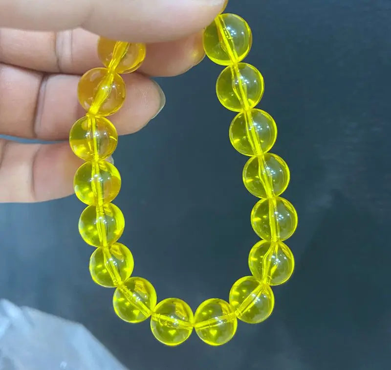 12mm Natural Yellow Mexican Amber Beeswax Bracelet