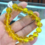12mm Natural Yellow Mexican Amber Beeswax Bracelet