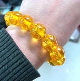 12mm Natural Yellow Mexico Amber Beeswax Bracelet