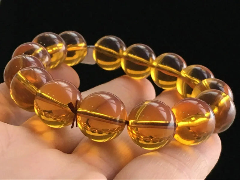 15mm Natural Mexican Amber Beeswax Beads Bracelet