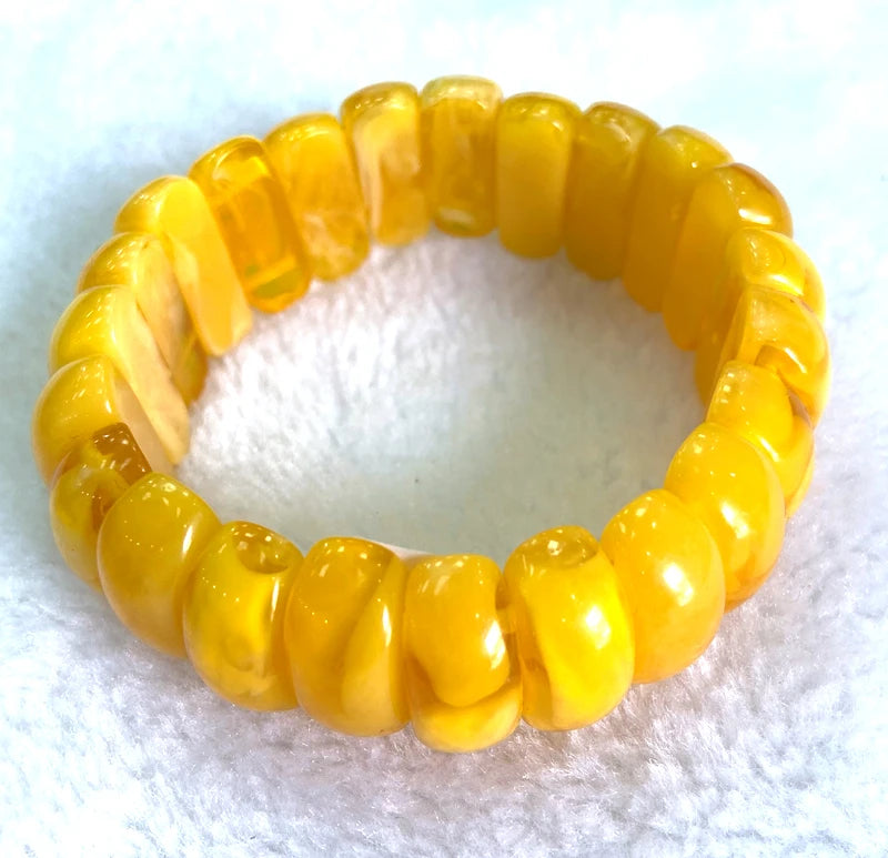 Natural Yellow Mexico Amber Beeswax Bracelet 9x9x21mm