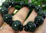 Natural Hetian Jade Beads Stretchy Bracelet 10x13mm