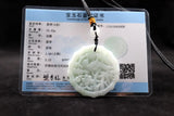 Natural A Jadeite Jade Emerald Carved Bird Flower Pendant Necklace Pendants