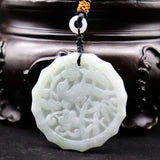 Natural A Jadeite Jade Emerald Carved Bird Flower Pendant Necklace Pendants