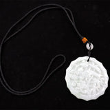 Natural A Jadeite Jade Emerald Carved Bird Flower Pendant Necklace Pendants