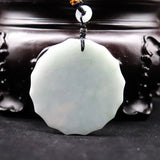 Natural A Jadeite Jade Emerald Carved Bird Flower Pendant Necklace Pendants