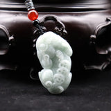 Natural A Jadeite Jade Emerald Pendant Carved Pixiu Amulet Lucky Necklace