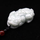 Natural A Jadeite Jade Emerald Pendant Carved Pixiu Amulet Lucky Necklace