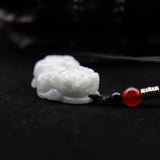Natural A Jadeite Jade Emerald Pendant Carved Pixiu Amulet Lucky Necklace