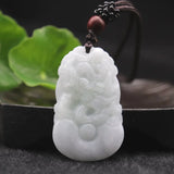 A Jadeite Jade Myanmar Emerald Chinese Zodiac Lucky Pendant Necklace
