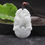 A Jadeite Jade Myanmar Emerald Chinese Zodiac Lucky Pendant Necklace