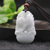 A Jadeite Jade Myanmar Emerald Chinese Zodiac Lucky Pendant Necklace
