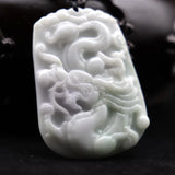 Natural Myanmar Emerald Jadeite Jade Dragon Pendant Necklace