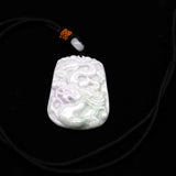 Natural Myanmar Emerald Jadeite Jade Dragon Pendant Necklace