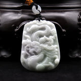 Natural Myanmar Emerald Jadeite Jade Dragon Pendant Necklace