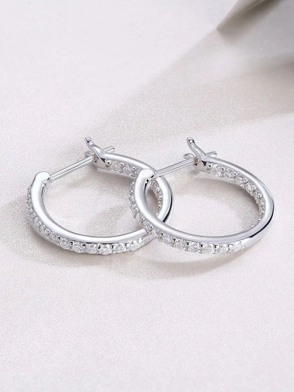 Moissanite Hoop Earrings, Sparkling Wedding Fine Jewelry for Women