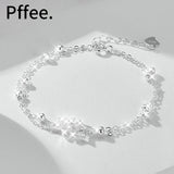 925 Silver Star Charm Bracelet Beads Sweet Girls Double Chains Gift