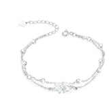 925 Silver Star Charm Bracelet Beads Sweet Girls Double Chains Gift