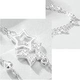 925 Silver Star Charm Bracelet Beads Sweet Girls Double Chains Gift