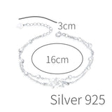 925 Silver Star Charm Bracelet Beads Sweet Girls Double Chains Gift