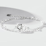 925 Silver Star Charm Bracelet Beads Sweet Girls Double Chains Gift