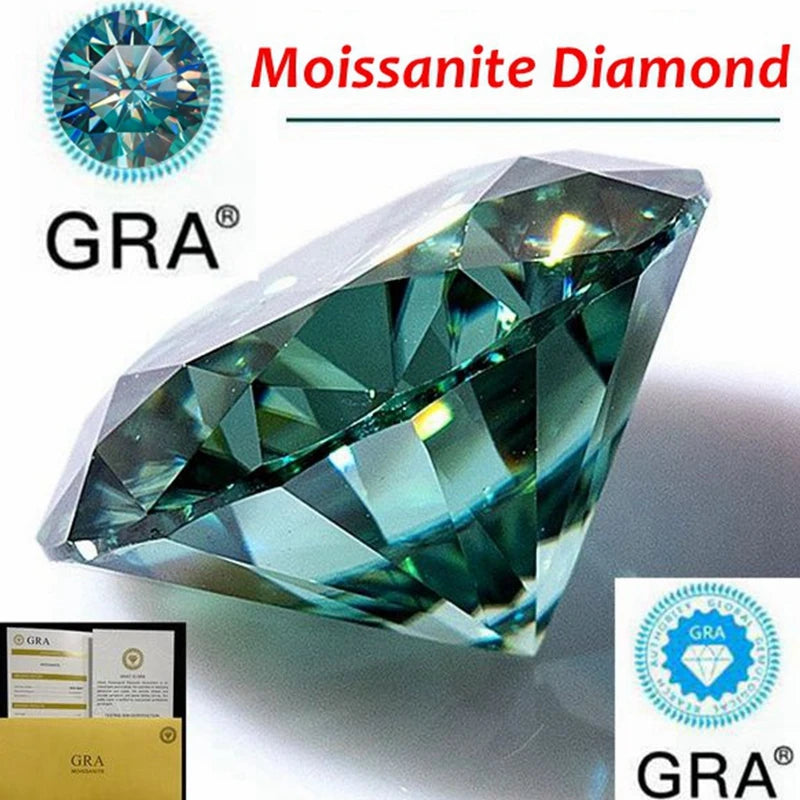 Green Moissanite Round  Excellent Cut Loose Stone for Jewelry