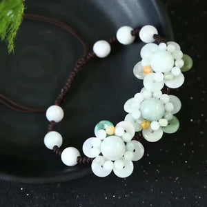 Burmese Jade Sunflower Bracelet Beads Jadeite Emerald Charm Jewellery