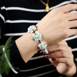 Burmese Jade Sunflower Bracelet Beads Jadeite Emerald Charm Jewellery