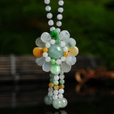 Burmese Jade Sunflower Pendant Necklace Charm Jewellery