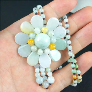 Burmese Jade Sunflower Pendant Necklace Charm Jewellery