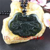 Chinese Green Jade Dragon Phoenix Pendant Necklace Charm Jewellery