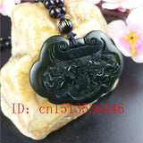 Chinese Green Jade Dragon Phoenix Pendant Necklace Charm Jewellery