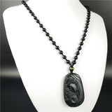 Chinese Natural Green Jade Beauty Princess Pendant Necklace Lucky Amulet