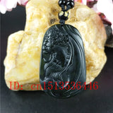 Chinese Natural Green Jade Beauty Princess Pendant Necklace Lucky Amulet