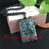 Chinese Green Jade Dragon Pendant Necklace Charm for Man Luck
