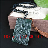 Chinese Green Jade Dragon Pendant Necklace Charm for Man Luck