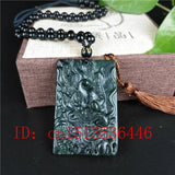 Chinese Green Jade Dragon Pendant Necklace Charm for Man Luck