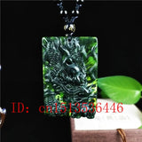 Chinese Green Jade Dragon Pendant Necklace Charm for Man Luck
