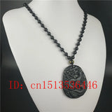 Chinese Natural Green Jade Dragon Pendant Necklace Hand-Carved Lucky Amulet