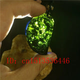 Chinese Green Jade Dragon Phoenix Pendant Necklace Hand-Carved Lucky Amulet
