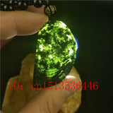 Chinese Green Jade Dragon Phoenix Pendant Necklace Hand-Carved Lucky Amulet