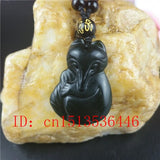 Chinese Green Jade Fox Pendant Necklace Hand-Carved Lucky Amulet
