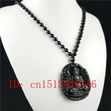 Chinese Green Jade Guanyin Pendant Necklace Luck Amulet Gift