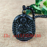 Chinese Green Jade Guanyin Pendant Necklace Luck Amulet Gift