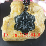 Chinese Natural Green Jade Hexagonal Flower Pendant Necklace Charm Jewellery