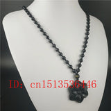 Chinese Natural Green Jade Hexagonal Flower Pendant Necklace Charm Jewellery