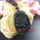 Chinese Natural Green Jade Phoenix Pendant Necklace Charm