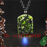 Chinese Green Jade Phoenix Pendant Necklace Luck Amulet Gift