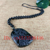Chinese Natural Green Jade Tiger Pendant Necklace Charm Jewelry